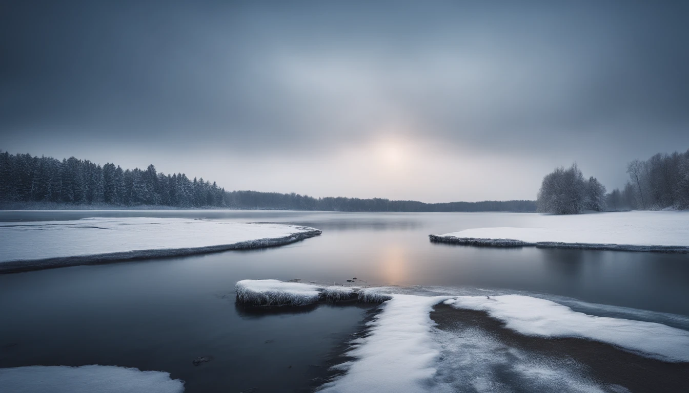 winter landscape showing a frozen lake