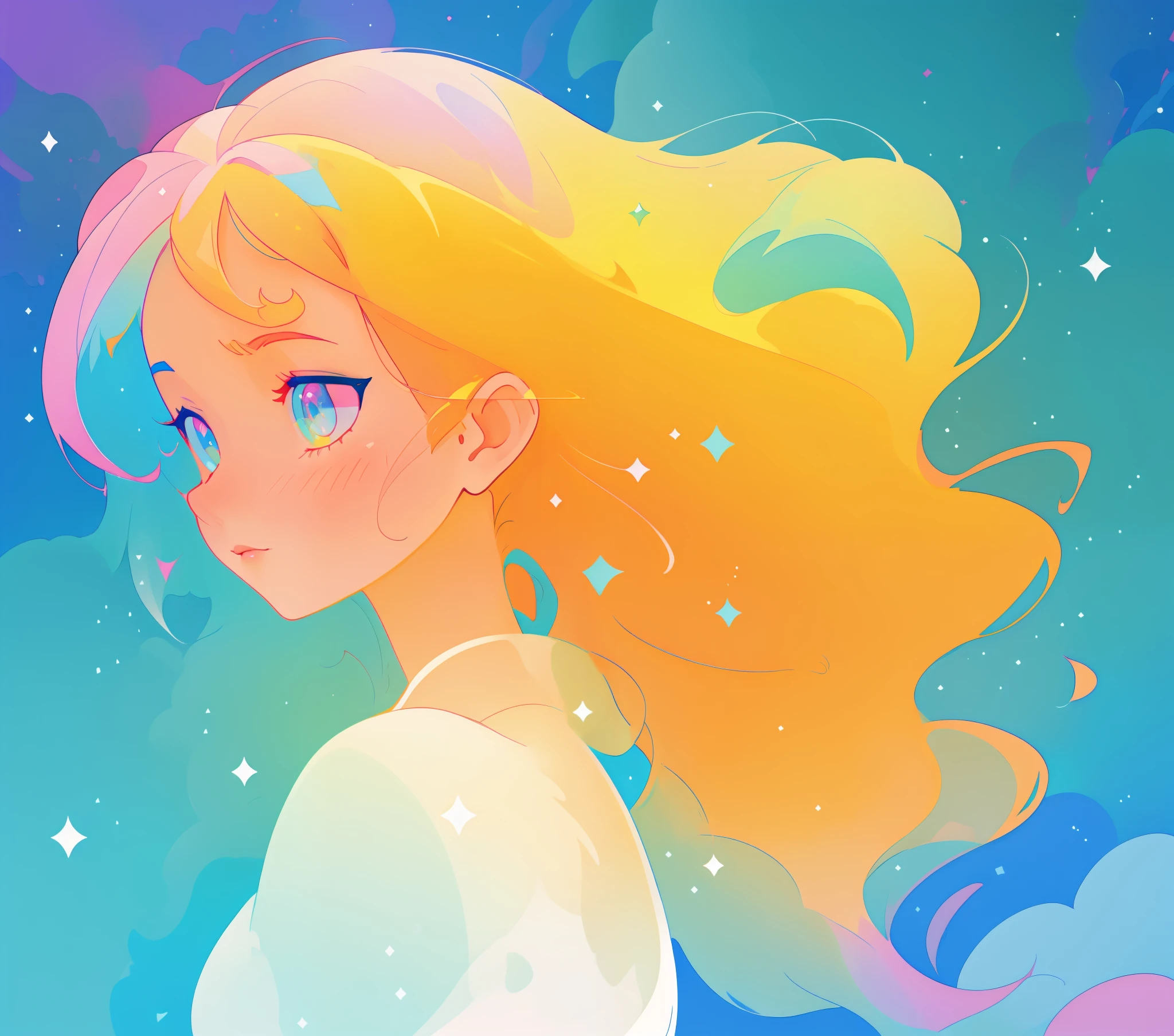 beautiful anime girl, portrait, vibrant pastel colors, (colorful), magical lights, long flowing colorful hair, inspired by Glen Keane, inspired by Lois van Baarle, disney art style, by Lois van Baarle, glowing aura around her, by Glen Keane, jen bartel, glowing lights! digital painting, flowing glowing hair, glowing flowing hair, beautiful digital illustration, fantasia background, whimsical, magical, fantasy, beautiful face, ((masterpiece, best quality)), intricate details, highly detailed, sharp focus, 8k resolution, sparkling detailed eyes, liquid watercolor