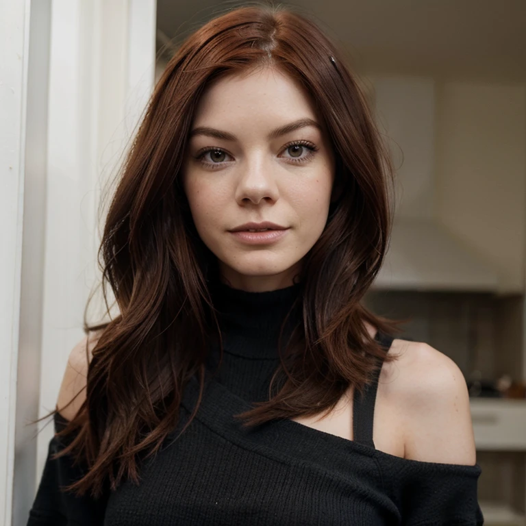 Mujer parecida a muchelle monaghan con color de pelo negro
