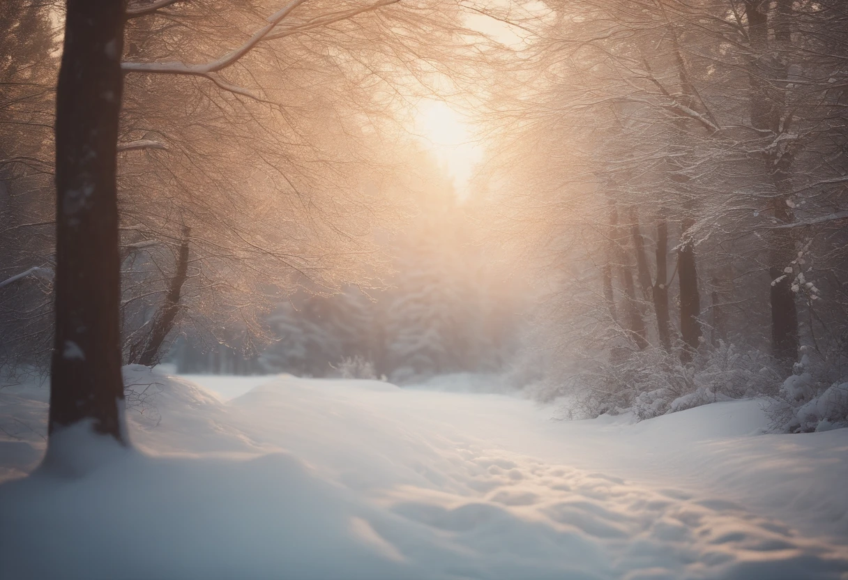 Elegant, subtle winter landscape. Warm, soft light.