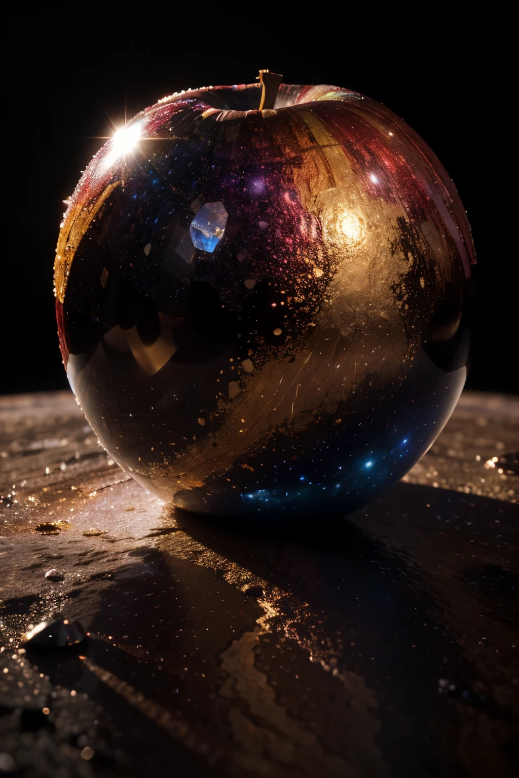high quality, 8K Ultra HD, Space stars and galaxies inside an apple made of crystal, by yuki sakura, high detailed, Beautiful, epic, vibrant colors, surface detail, surreal lighting, 4K, 8K, 64K, photography realistic, hype realistic, detailed, highly detailed, high resolution, hyper-detailed, HDR, UHD, Surrealism, Vibrant, Ultra-smooth, Rich and vibrant colors, Unique features, Expressive emotions, Dynamic pose, Textured surfaces, High contrast, Shallow depth of field, striking colors, rendering

