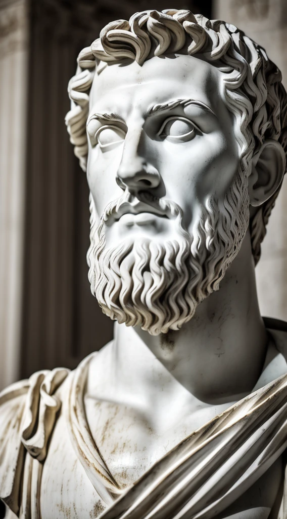 a black and white photo of a statue of a stunningly beautiful young man, Narcissus, Greek god , philosopher, stoicism, theophanes, inspired by Theophanes the Greek, by Theophanes the Greek, stoic attitude, godlike and stoic, portrait of aristotle, philosophical, philosopy, an ancient greek statue, stoic pose, Narcissus