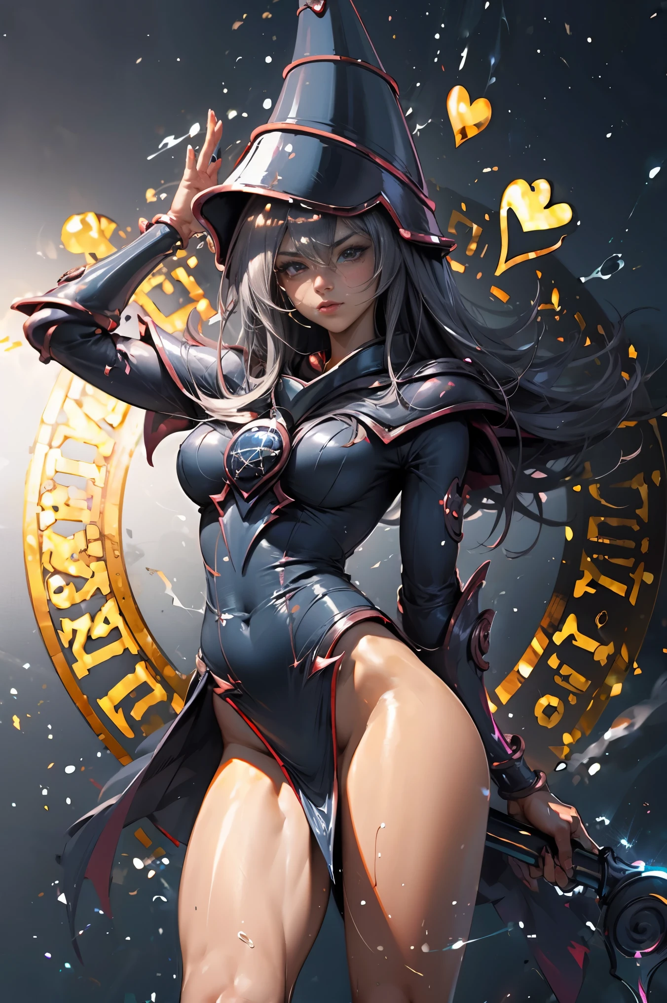 Dark magician gils . Coqu. Sexy. H Pose de magia . Circle of Magic. magic heart. Coqueta y sual.