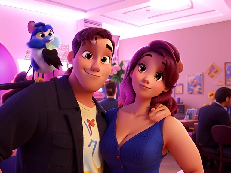 casal apaixonado estilo disney pixar, boa qualidade, alta qualidade