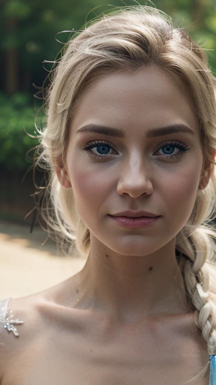 Elsa from frozen with real-life realistic photo.