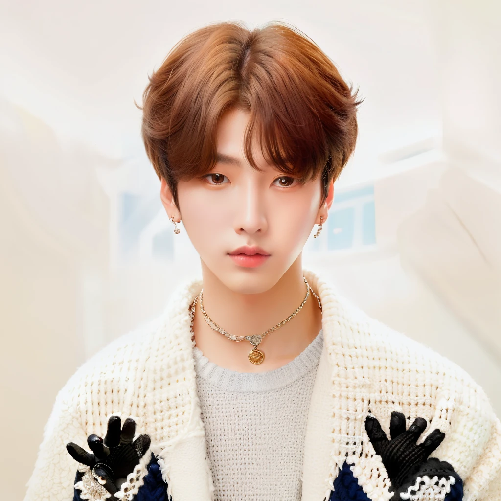 a closeup of a person wearing gloves and a sweater, Jung Jaehyun, cai xukun, Jinyoung Shin, hyung tae, kim doyoung, jungkook, shin jeongho, TaeJune Kim, inspirado en Bian Shoumin, pintar ulzzang, inspirado en jeonseok lee, hong junio hyung, yanjun chengt, foto oficial