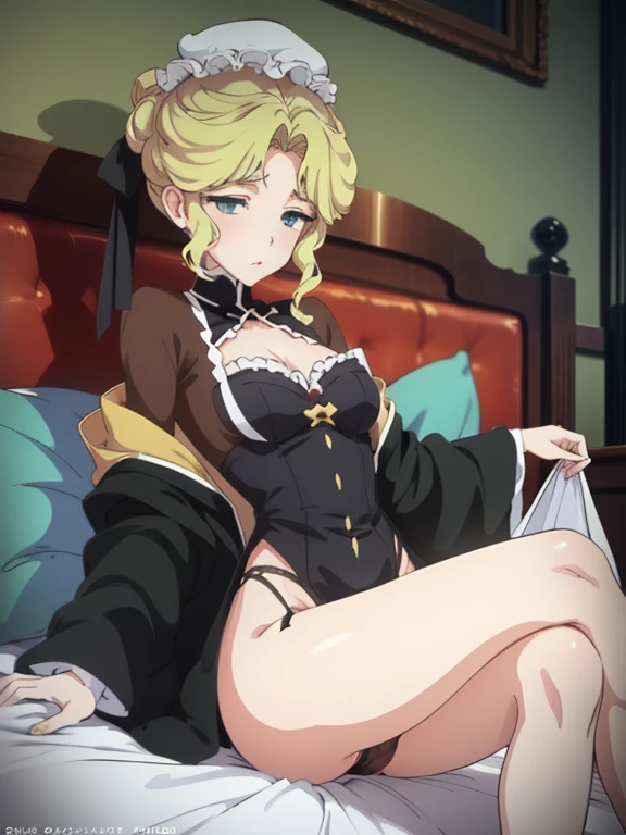 anime girl in lingerie laying on bed with her legs crossed, an anime drawing by Kentaro Miura, pixiv, massurrealism, seductive anime girl, small curvy , anime moe artstyle, top rated on pixiv, ecchi, beautiful alluring anime woman, noire, pixiv 3dcg, fine details. girls frontline, oppai