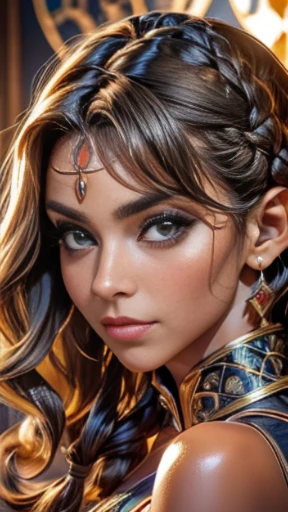 ((obra de arte)), ((melhor qualidade)), (full medium shot: 1.0). Uma mulher, 30 anos de idade, (beleza feminina), ((perfeito_Pele)), pele clara e bronzeada, with a healthy appearance, ((perfeito_Pele): 1.2), (perfeito_face), (proportions of the face and eyes in harmony), ( perfeito_face:1.4), ((Cabelo longo e cacheado, cabelo castanho claro): 1.4), ((sedutor_Appearance)), Appearance misteriosa, assustador e convidativo ao mesmo tempo, ((sedutor appearance): 1.0). Her name is Revenge, um ex-agente, genetically created to be a secret agent specialized in all espionage strategies, decidiu se rebelar e agora persegue seus criadores. --ar: 1.2