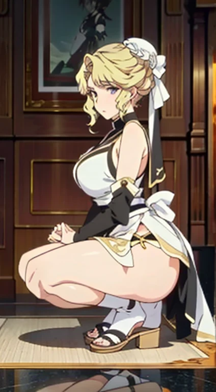 anime girl in a sexy outfit kneeling on a floor, concept art by Yang J, pixiv, shin hanga, seductive anime girl, full body xianxia, extremely detailed artgerm, sexy pose, ayaka genshin impact, keqing from genshin impact, smooth anime cg art, thicc, beautiful anime girl squatting