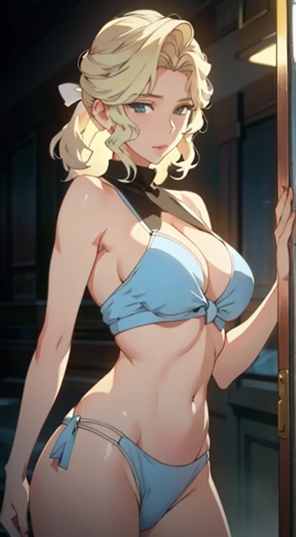 sexy woman with long white hair posing in a blue bikini, a 3D render by Russell Dongjun Lu, Artstation, fantasy art, seductive anime girl, trending on cgstation, artwork in the style of guweiz, tifa lockhart with white hair, photorealistic anime girl render, [ 4 k digital art ]!!, fanart best artstation