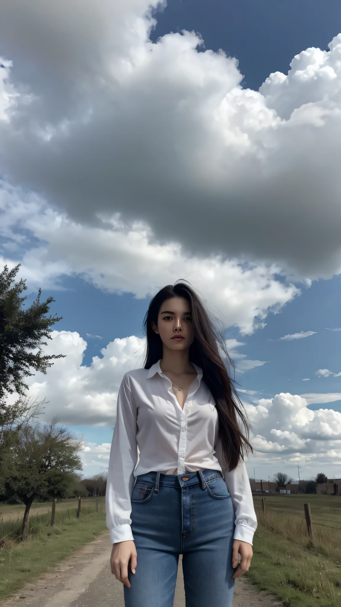 (Best Quality,in 8K,超A high resolution:1.2),(cute Japanese girls:1.5),(Huge breasts:1.25),(white  shirt,Sky Blue Pants),(Glamorous),(perfect anatomia、Perfect limbs),Beautiful to the knees、Toned waist、daily life、Swaying hair、Black eyes、(Thick cloudy sky、heavy wind、stormy、thunderstorm)、Tutankhamen、August、((I went to Egypt、Pyramids、Arab storm))、Piece of art、
