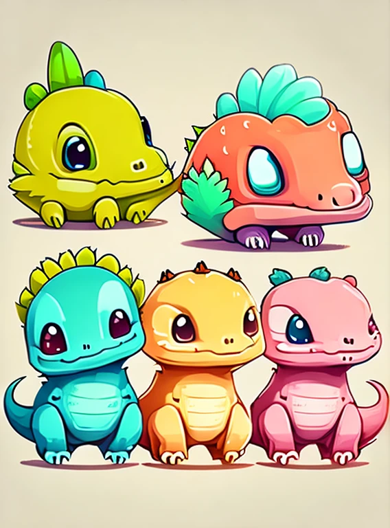 1 funny dinossaur, anime style, bright image, soft color, tshirt design, vector-art
