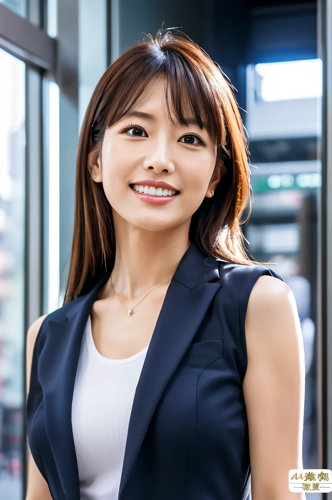 Highest resolution, 4K, Masterpiece: 1.3), A Japanese milf, Sexy: 1.1, fine eyes, Slender figure, Realistic teeth, double eyelids, full body, best quality, detailed, business suits, at the city