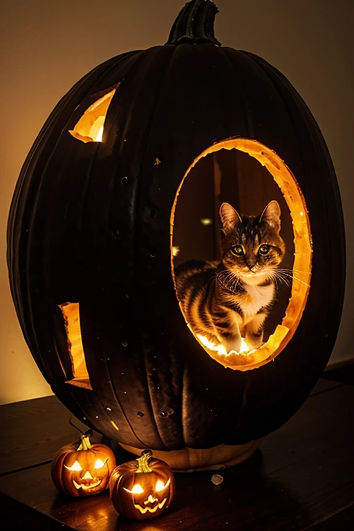 pumpkin carving of a cat