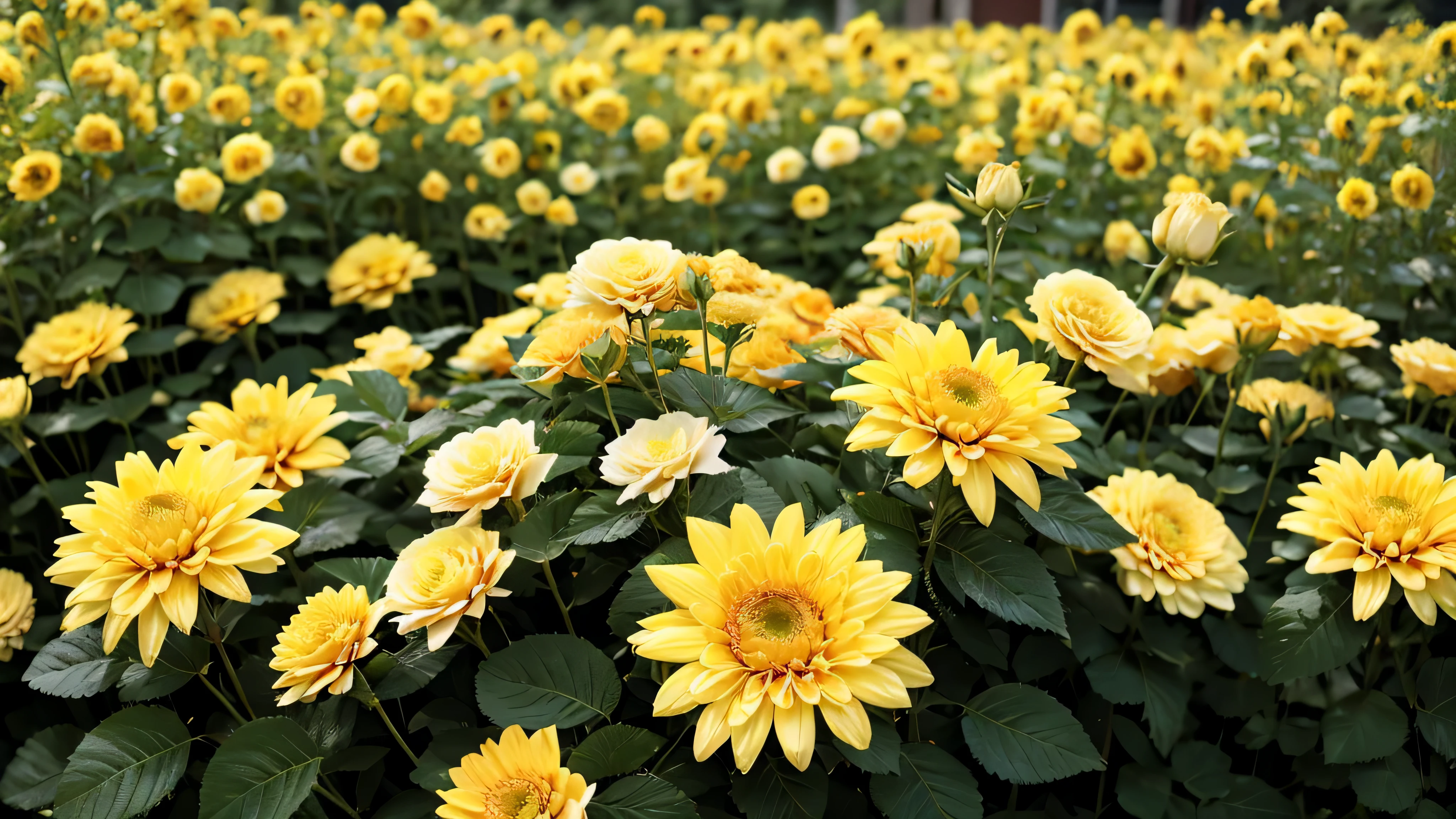 realistic fluid flow ,splatter, REALISTIC JELLY GRADIENT beige golden flower, WITH GREEN GRASS PATTERN ,JELLY LIES IN THE GREEN GRASS, AND BEAUTIFUL CHRYSANTHEMUMS AND ROSES GROW,Clear Focus,high detail,HIGH HYPER QUALITY 8K