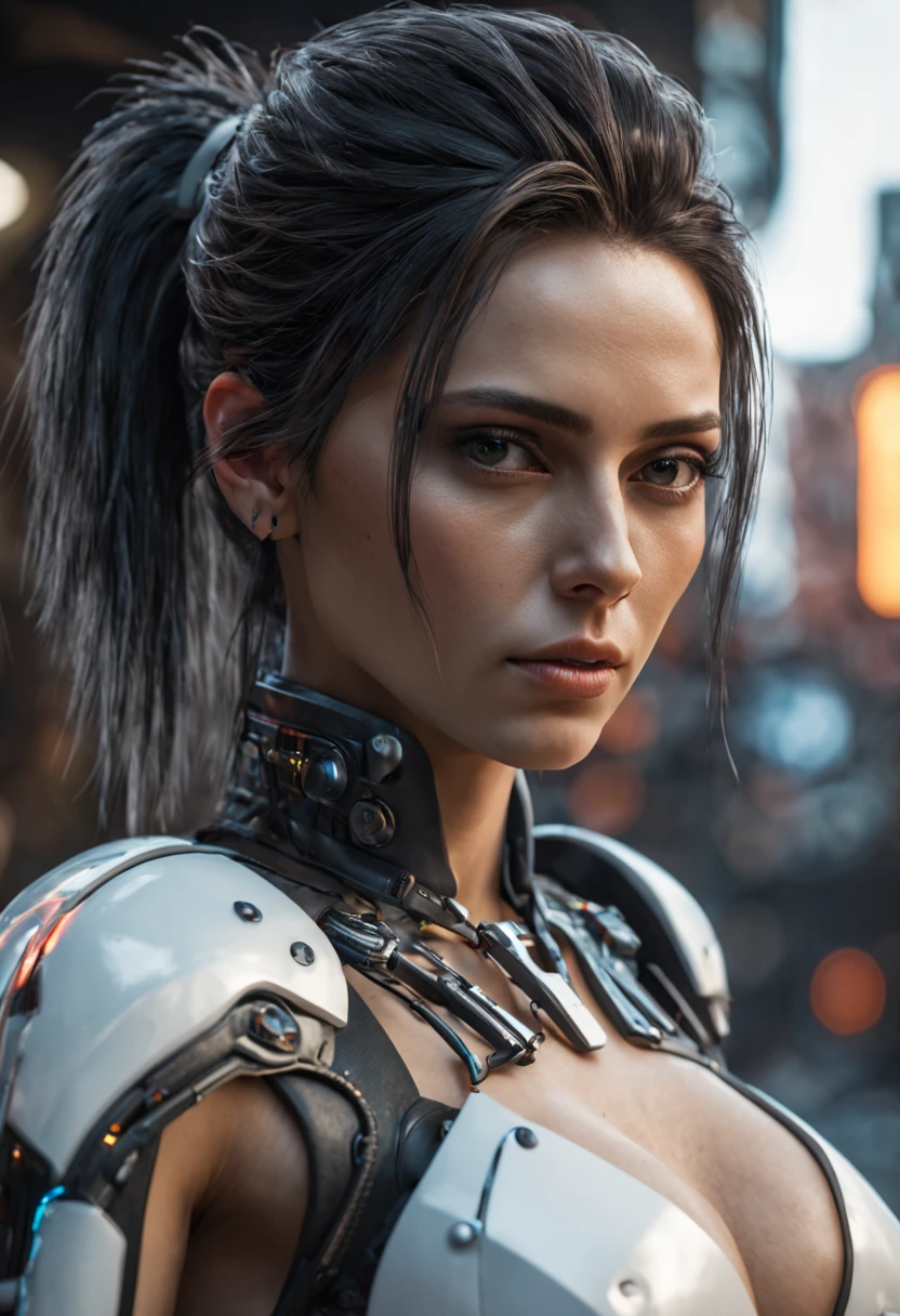 (Best Quality), ((Masterpiece), (Detail: 1.4), 3D, A Beautiful Cyberpunk Woman, HDR (High Dynamic Range), Ray Tracing, NVIDIA RTX, Super-Resolution, Unreal 5, Subsurface Scattering, PBR Textures, Post-Processing, Anisotropic Filtering, Depth of Field, Maximum Sharpness and Clarity, Multi-layer Textures, Albedo and Highlight Maps, Surface Shading, Accurate simulation of light-material interactions, perfect proportions, Octane Render, two-color light, large aperture, low ISO, white balance, rule of thirds, 8K RAW