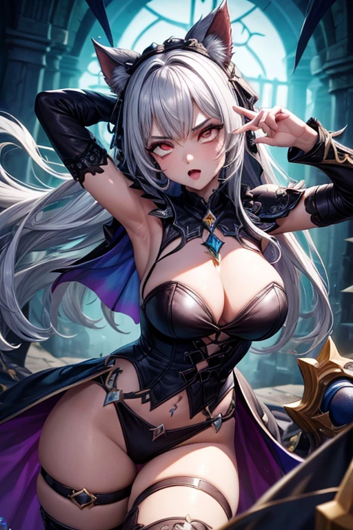 , gothic, jogadora de legue of legends, com asas de anjos da cor preta, qualidade boa