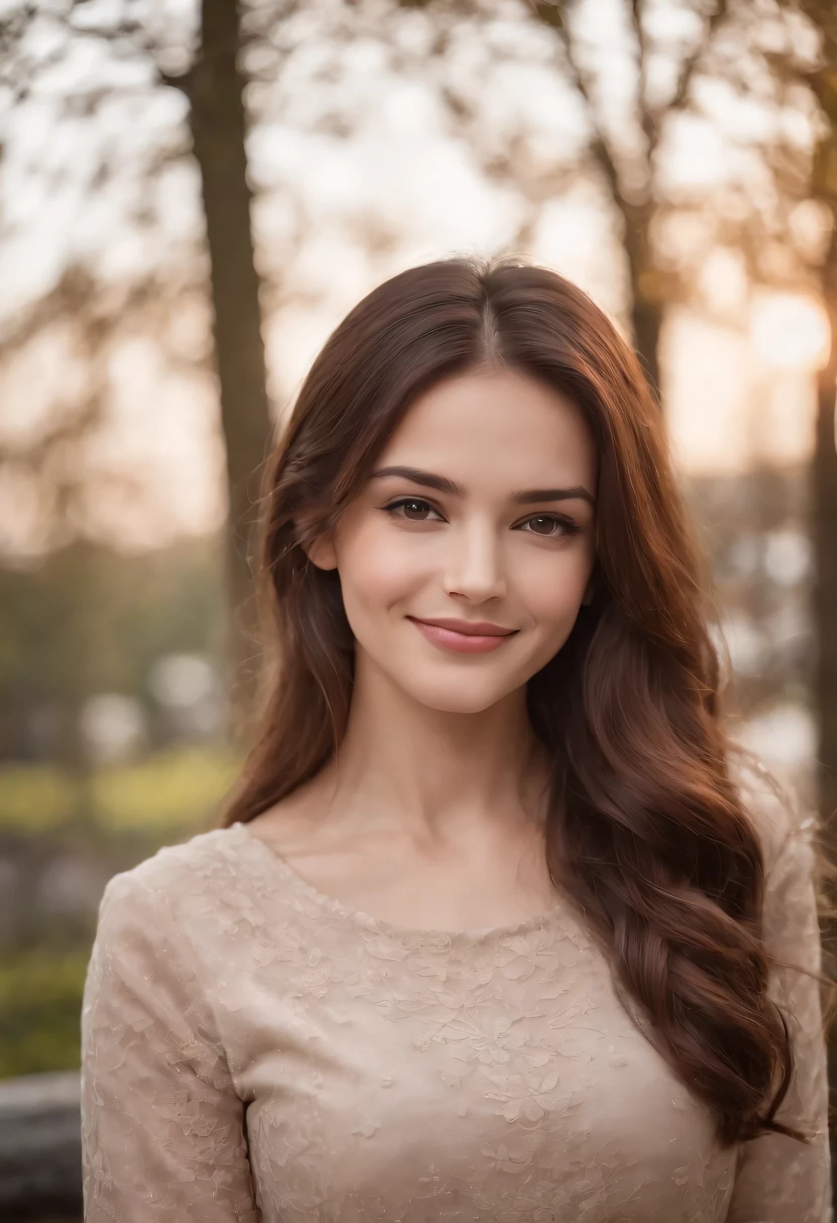 1girl, brunette, brown eyes, smiling, long hair,