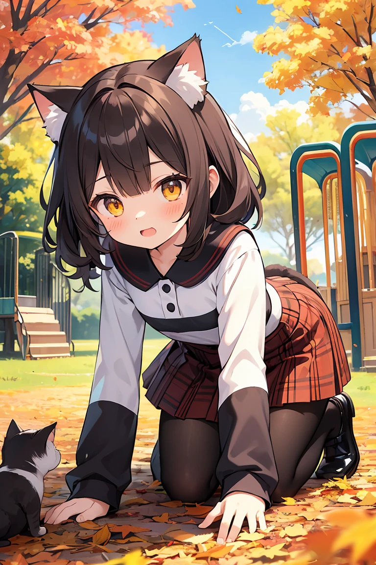 Fennec, female, kemono, on the ground, sitting, showing ass, skirt, shirt, park