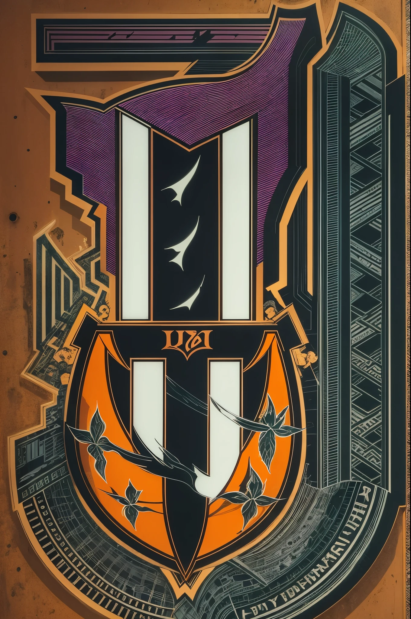 um escudo de time de futebol roxo laranja e preto