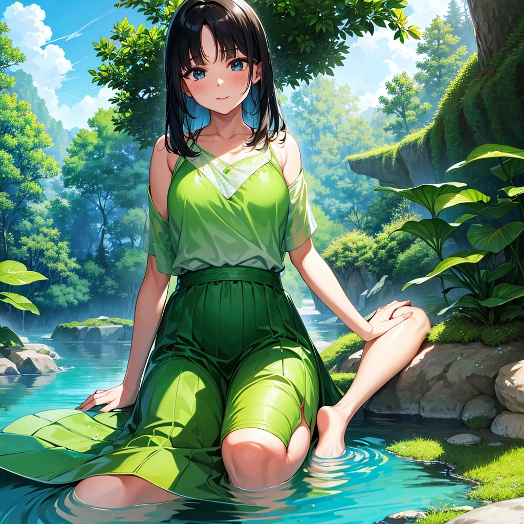 anime girl wearing pink wet clothes,