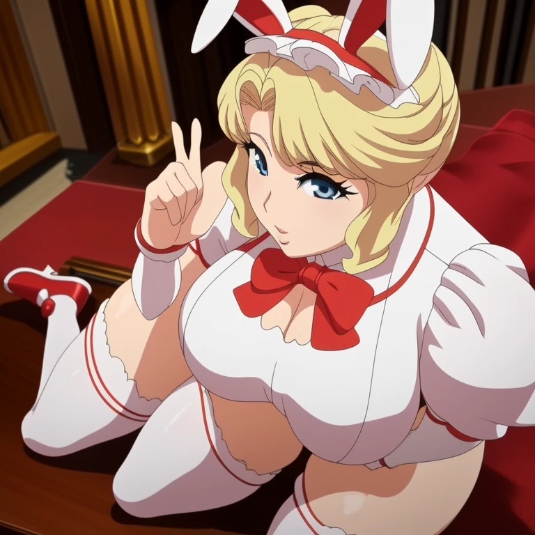 a close up of a woman in a bunny suit with a red shoe, a statue by Kentaro Miura, tumblr, fine art, pop up parade figure, pvc figurine, anime figurine, anime figure, posable pvc, anime pvc figure, anime action figure, sexy pose, sexy pudica pose gesture, anime barbie in white stockings, very sexy pose
