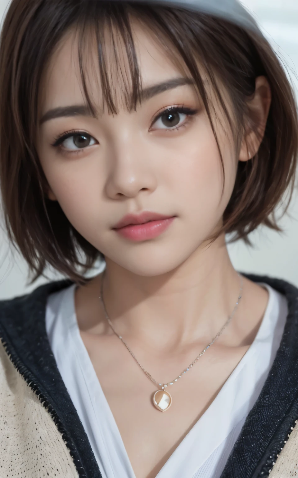 (((Ultra-high resolution、close、Cute Japanese Woman)))、顔のUltra-high resolutionクローズアップ画像を作成してください。
Long, straight black hair frames her face。
So that every single hair is clearly visible、Depicts subtle color changes depending on the amount of light hitting the subject。
The skin is white and smooth、Has a natural glow。
Fine skin texture、Representing the fine details of pores。
amountや頬に薄い赤みがある部分を詳細に。
The eyes are almond-shaped and dark brown.。
Fine details of the iris、Depicts color gradations and patterns。
Long, natural-looking eyelashes, each and every one visible。
Well-groomed eyebrows、indivual々The hair is clearly visible。
Light reflects off into the eyes、Create small highlights。
noseは繊細で、nose孔の細かいディテールがある。
Lips are plump and naturally pink。
Depicts the fine lines and soft curves of the lips。
Shiny、Accentuate the shape。
Detailed depiction of lip texture。
Particular attention to the depiction of light and shadow。
Soft natural light gently illuminates the face from the front。
amount、nose、Creates a subtle glow on the cheeks。
Shadows are cast softly along the contours of the face、cheekbone、Jaw Curve、noseの側面を強調。
The gloss of her lips reflects the light faintly.、Emphasizes plump texture。
The shadow of the hair adds depth and dimension.、indivual々The hair shines in the light。
The background is simple and blurred.、Focus on the face。
In the highest quality、Representing the utmost detail。
Negative prompts:

Noisy Images、Low resolution、Avoid blurry detaily hair is messy、Avoid unnatural hair textures。
Skin is unnaturally smooth、Avoid overly processed skin images。
Pores are invisible、Avoid products that have lost their skin texture。
Flat iris、Avoid those that lack detailed information。
short lashes、Avoid unnaturally thin eyebrows。
Light reflects off into the eyesていない、Avoid those with expressionless eyes。
noseのディテールが欠けているものは避ける。
Dry lips、Avoid unnatural colors。
Lip texture is not visible、Avoid non-shiny items。
Poor balance of light and shadow、Avoid evenly lit faces。
amount、nose、Avoid products that don&#39;t have a glow on your cheeks.。
cheekboneやJaw Curveが強調されていないものは避ける。
The shadow of the hair is shallow、Avoid things that lack volume。
The background is complicated、Avoid images where the face is not in focus。