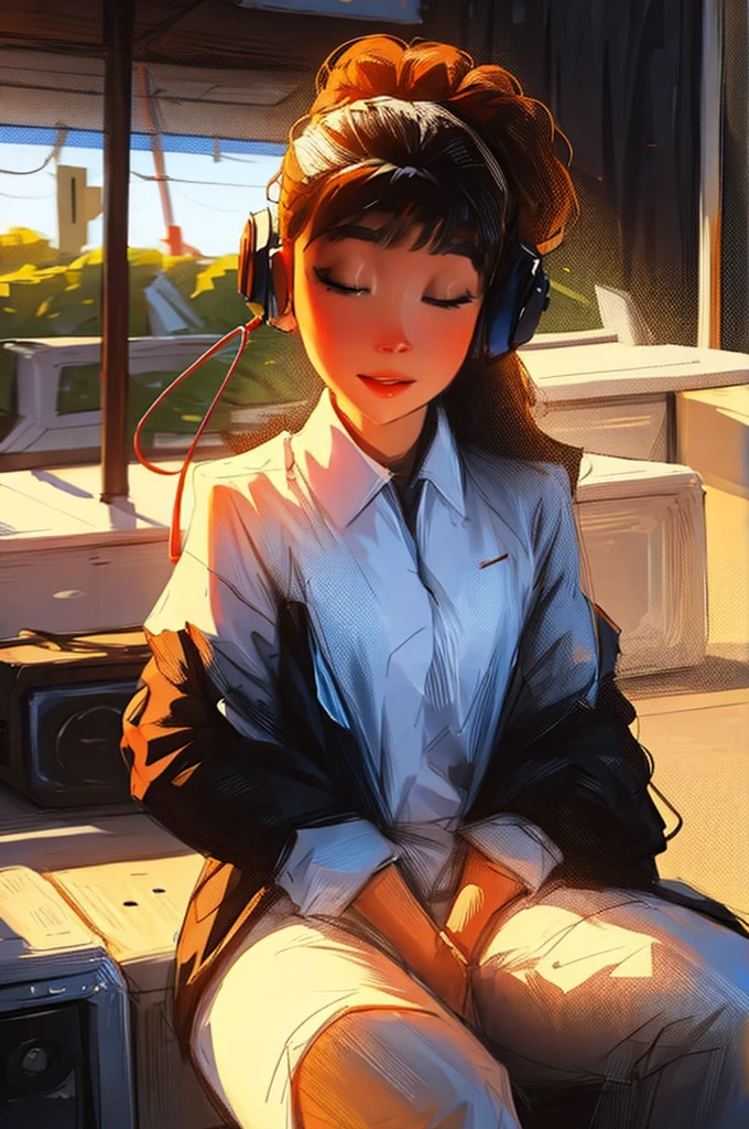 Woman listening to music