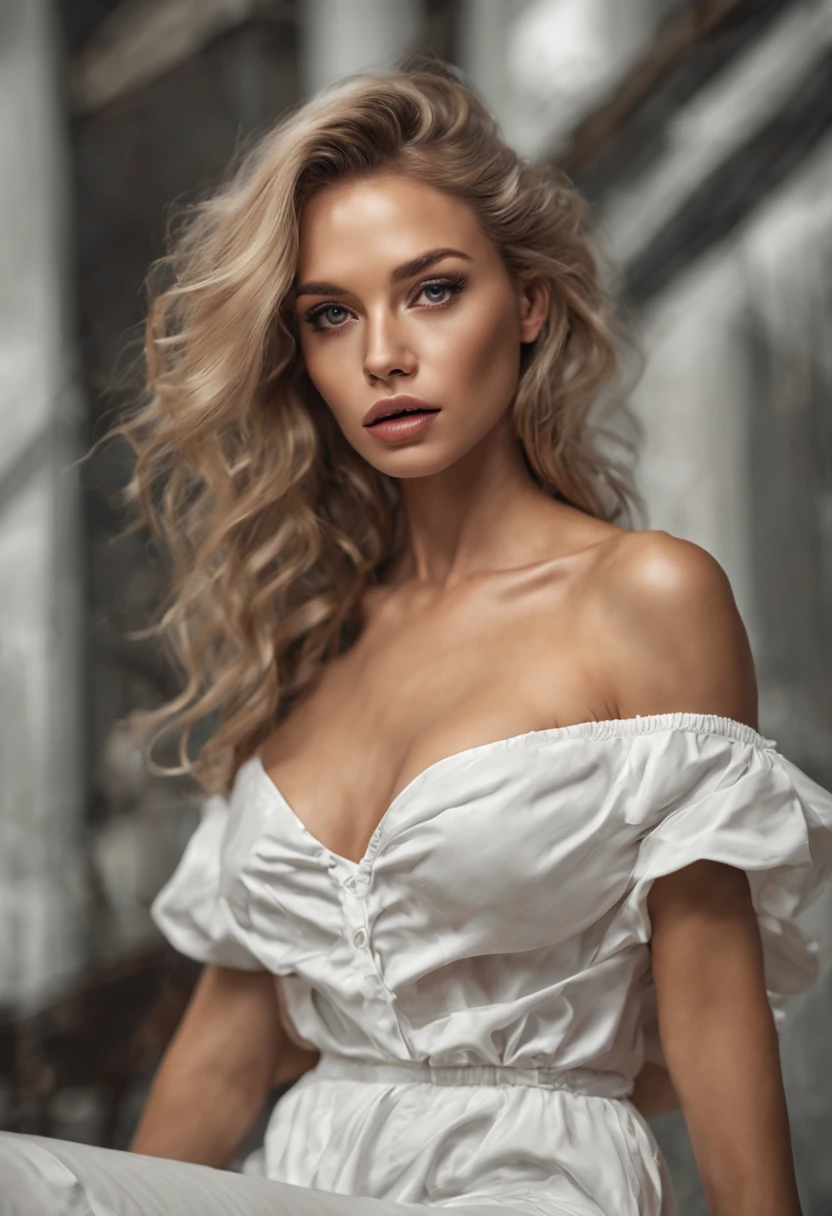 White oiled skin, white glossy lips, beautiful attractive woman,8k resolution concept art portret, fullbody, perfect composition, perfect body, perfect eyes, perfect lips, perfect bossom,