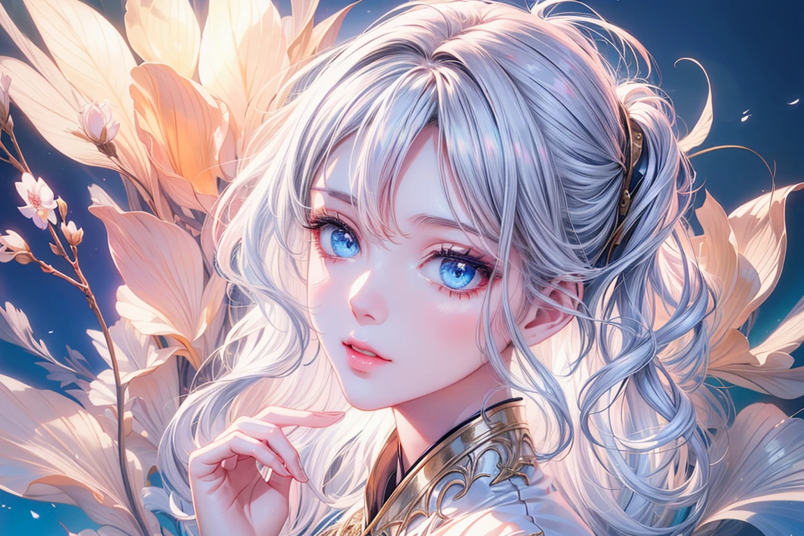 (shoujo-style), (romance manhwa), (((A girl))，delicated face，The face of Eros，Good looking Chinese woman，Cover your mouth and laugh，Abstinence，Large breasts，Close-up，Close-up of the head，Golden paradise，Irridescent color，The Arthur effect, Gradient translucent glass melt, Caustics, transparent glass texture, Irridescent color, Designed by Dietrams, Simple, Glows in high detail, white backgrounid, industrial design, studio lit, C4D, OC renderer, Clean shadows, 4K