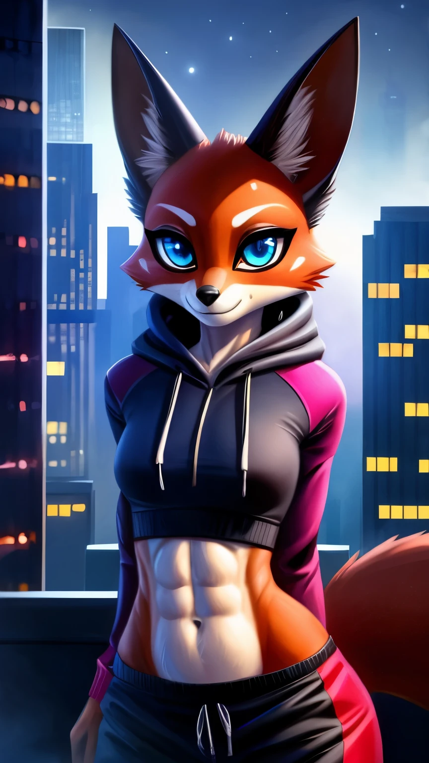 (best quality, masterpiece1.2), 1girl, solo, anthro, cally3d, fexa, red hair, red body, fox ears, cropped hoodie, jogging shorts, jogging, sexy, detailed, extreme detail, perfect lighting, 4k, ultra-fine painting, vivid colors, inviting pose, gentle face, fang, fox tail, beautiful art, confident Atmosphere, beautiful art, freckles, subtle lip gloss, closed mouth, slim waist, cleavage,vestido,