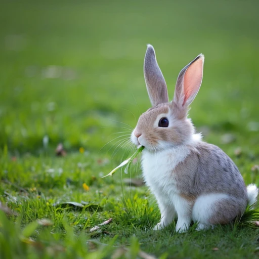 rabbit eating grass