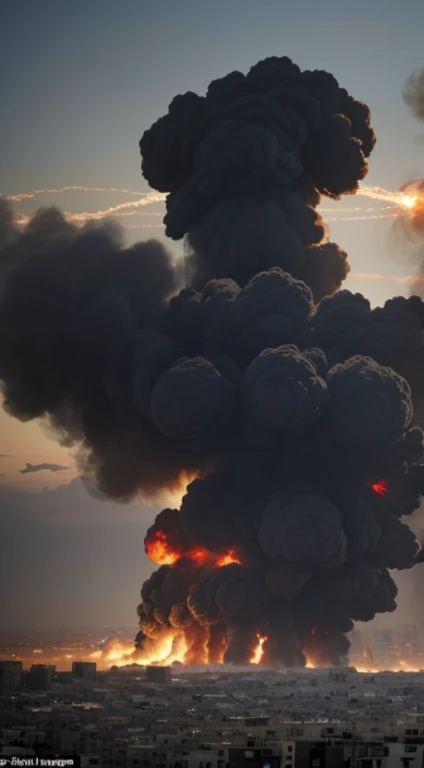 (Quality tags: masterpiece, high resolution, photo-realistic:1.3), a gripping depiction of missiles being launched from aircraft in Palestine, (trailing smoke and fire:1.2), a dynamic portrayal of impending destruction, (roaring engines piercing the sky:1.2), a moment frozen in the chaos of war, (turbulent atmosphere filled with tension:1.1), a somber scene capturing the intense moment of impact, (silhouettes of aircraft against the skyline:1.2), a visual narrative of aerial assault, (intense emotions conveyed:1.2), capturing the raw impact of conflict, (subtle details in the chaos:1.1), a powerful illustration of the grim reality.