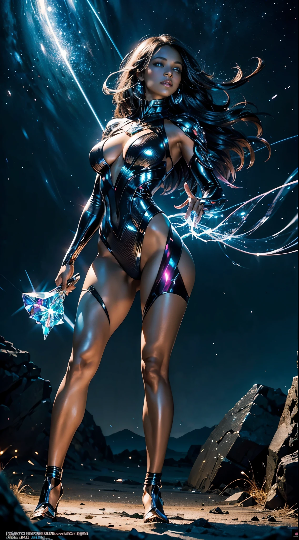 Darkskin woman. Cinematography, HDR,dslr pro,UHd,144k, glass art, ,African-American features,human realistic features, crystal dreadlocks:1.3, (((crystalmancer, photomancer)), body made of crystal and light, glistening chocolate skin, sensual, busty, round hips, heart-shaped ass, detailed body features,
, desirable,salacious physique ,carnal crystal being, , lightbeams, ,powerful, exuberance aura, exciting, ,((Magazine cover)) ((masterpiece)) ((144k)), ((detailed eyes)) ((shiny eyes)) ((glowing eyes)) ((best quality)) ((ultra-detailed)) ((beautiful detailed eyes)) ((realistic)) ((hyper realistic character)) ((cinematic lightning)) ((detailed lightning)) ((high detail )),Anime Art Style ,ComicCovers ,close up, , full body light painting, long exposure, light trails, night photography, light drawing, light graffiti, luminescent trails, motion of light, painted with light, light sketches, kinetic light art,straddling pov, view from below, erotica, carnal behavior