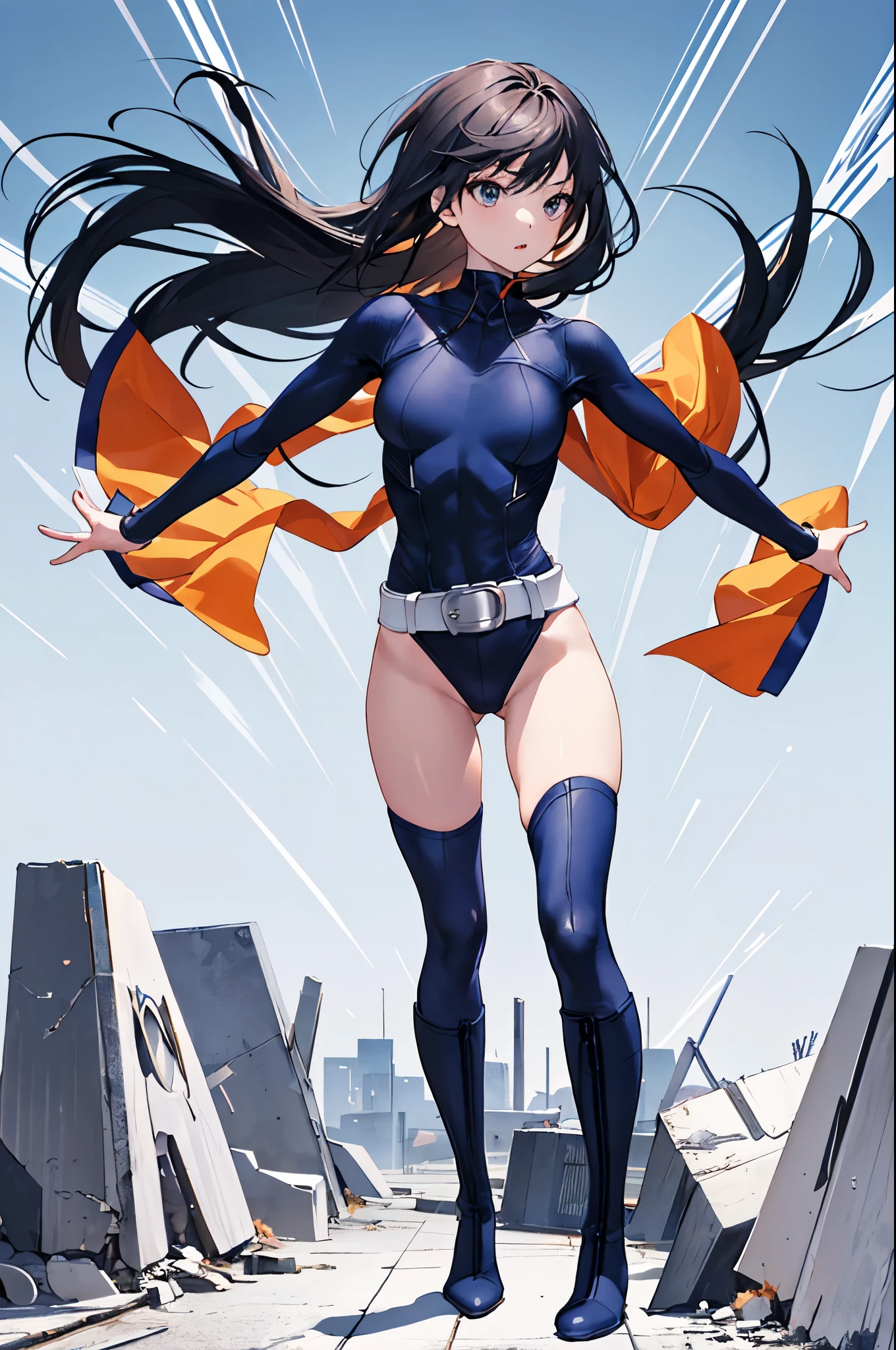 ultra-detailed, Explicit, Beautiful body, Beautiful Nose, Beautiful character design, perfect eyes, perfect face, ultra highres, 4K, beautiful legs, perfect legs, Nice hands, Perfect hand, Masterpiece, Best Quality, Highly detailed, illustration, absurdres, street fighter, doll suit, shadaloo doll, dollsuit, expressionless, blank eyes, looking at viewer, red gloves, emotionless, black latex, corrution, mind control, female combatant, full body, hypnotized, unhappy trance, full body suit, ribbed bodysuit, both arms at side, obey, perfect female body, extremely glossy latex, hypnosis, hypnoLora, empty eyes, Mind control device, poses, submissive_pose, Slave, hat, necktie, stand up straight, standing, standing at attention, hat, necktie, belt, latex, ribbed bodysuit, thighhighs, garter belt, Fighting Stance, extending the right arm from the shoulder into the air with a straightened hand, nazi saluting, military, military saluting, salute, thigh boots, 1girl, Irido Yume, Mamahaha no Tsurego ga Motokano datta, black hair, amber eyes, long hair