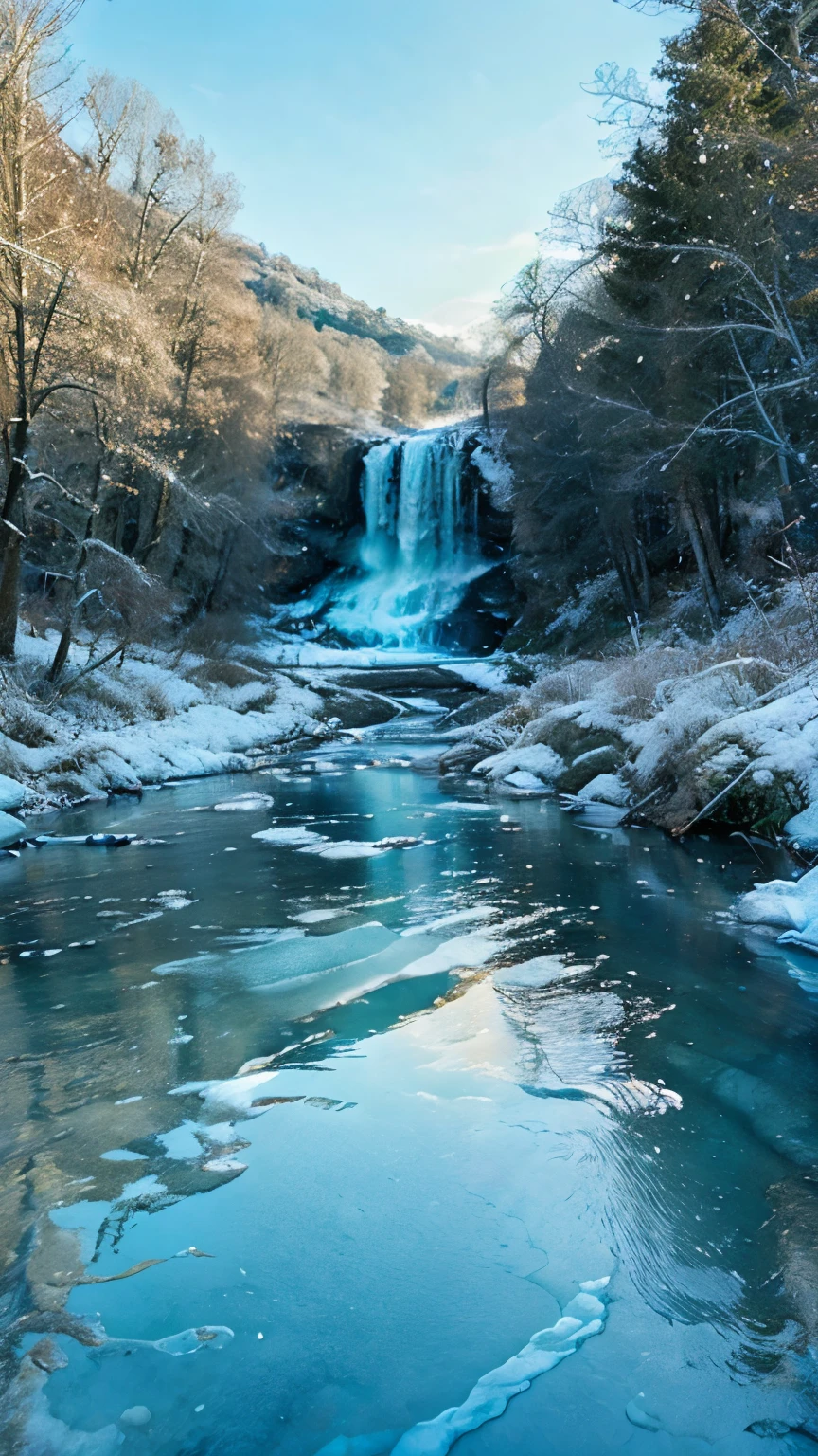 Icy streams creating delicate melodies as they flow through the landscape.