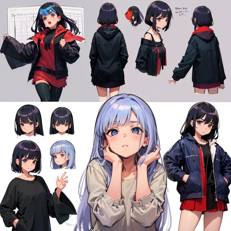 girl, model sheet, face, Performance ,organize.
