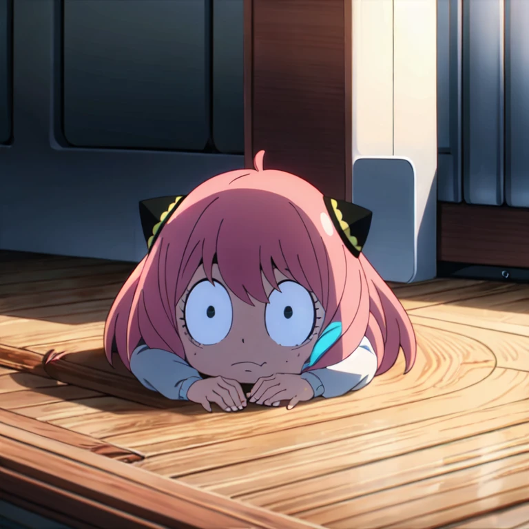 AnyaForgerSF,1 female_child,pink hair,corn hair bun hair,alone,one piece,loafers,strange face