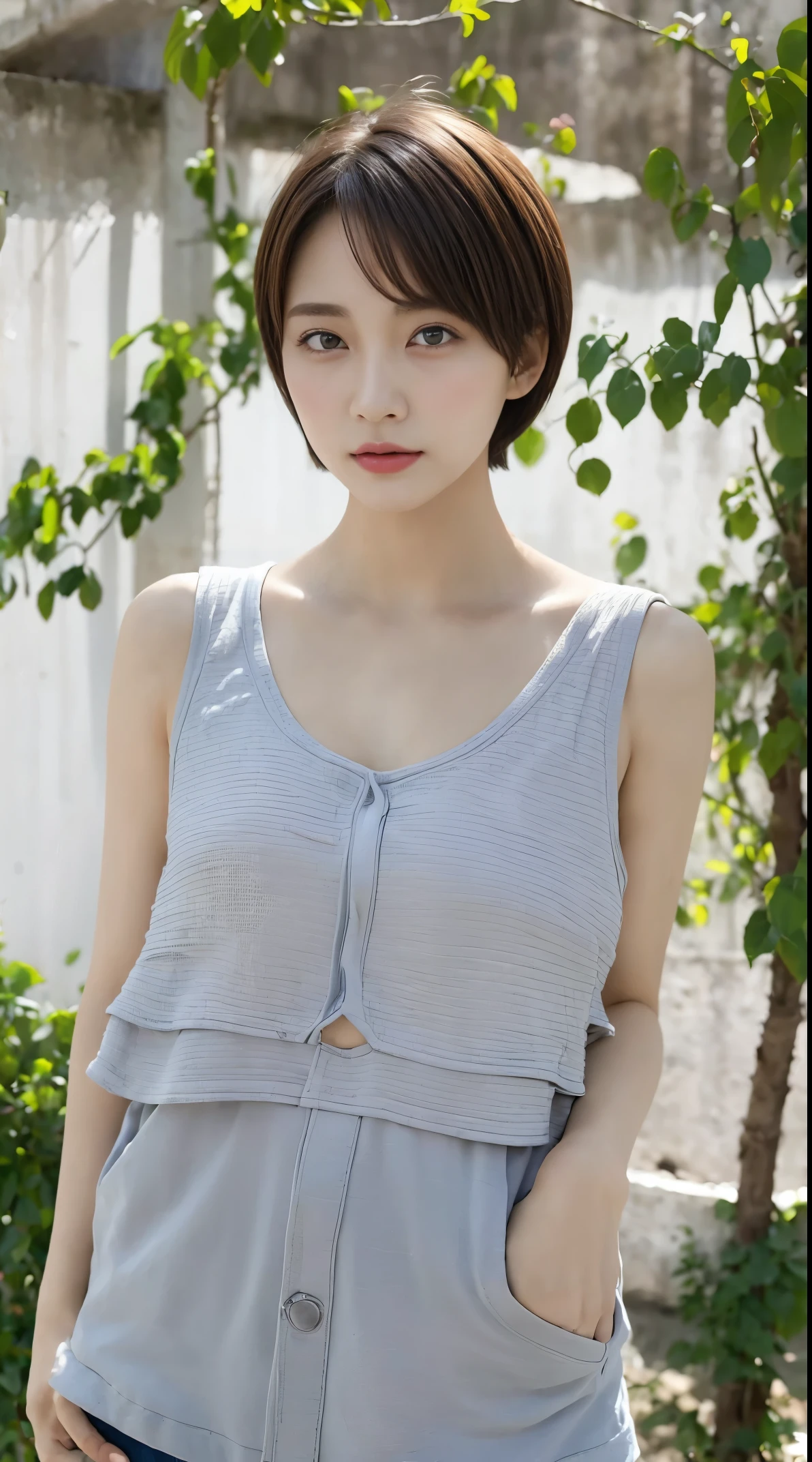 ((highest quality, 8K, masterpiece :1.3)), sharp focus :1.2, perfect body beauty:1.4, ((Layered Short Hair:1.2)), casual clothing (street:1.2), Highly detailed face and skin texture, fine eyes, double eyelid,full body shot