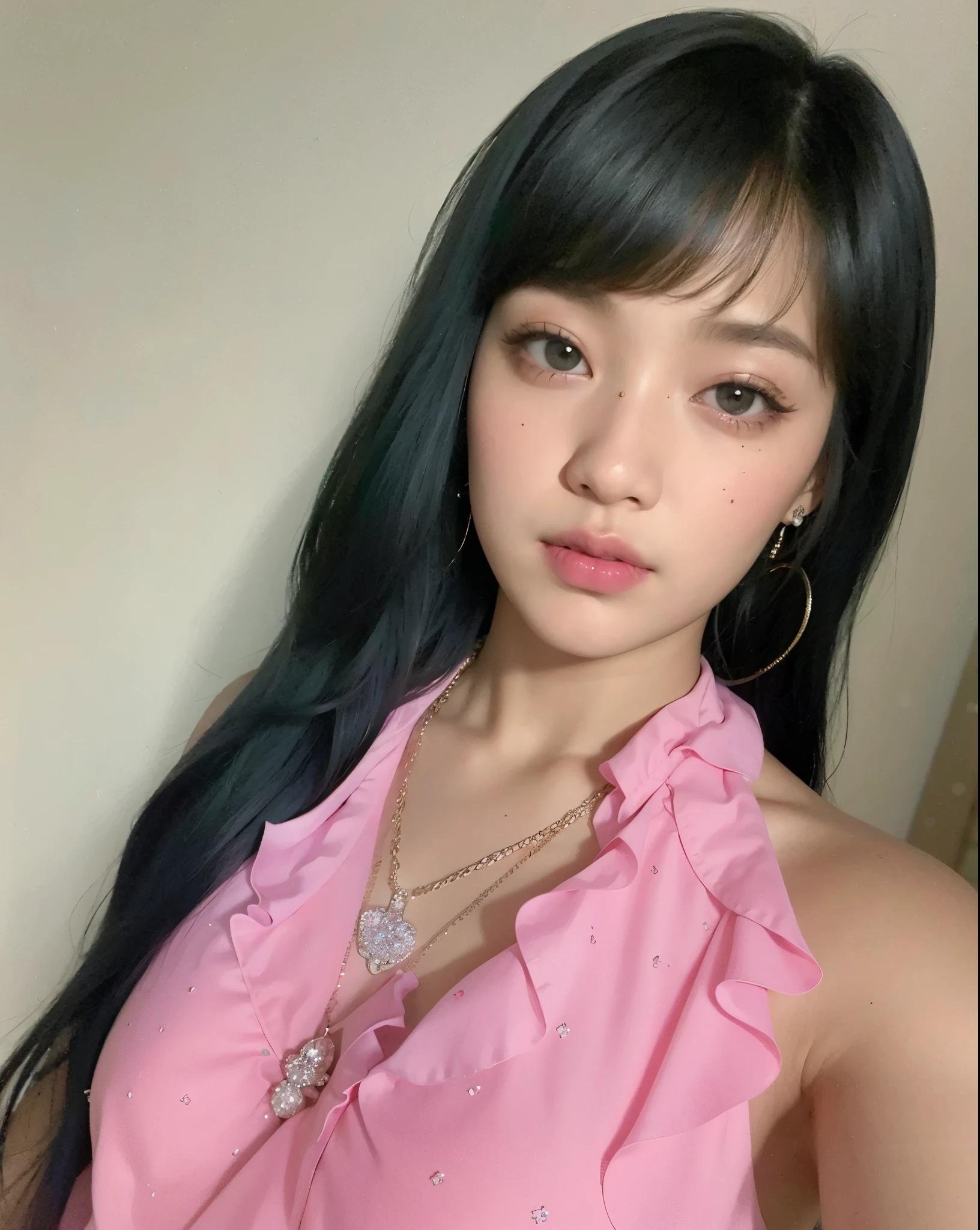 un primer plano de una mujer con cabello largo y negro que llevaba un vestido rosa, Lalisa Manobal, ulzzang, Lalisa Manoban de Blackpink, portrait of jossi de blackpink, Jinyoung Shin, jossi de blackpink, retrato de jisoo rosa negro, jisoo de blackpink, tzuyu de dos veces, muchacha coreana, hermosa mujer surcoreana, sakimichan