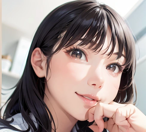 sex friend,((blowjob pose、Close one eye, tilt your head up, open your mouth and stick out your long tongue))、Very beautiful Japanese women、Plump high school girl、(((Wearing a small, thin, plain tank top)))、Nice style、((Big Breasts、Rocket-shaped、The areola is long and pointed))、ponytail、Detailed depiction of a long tongue、Detailed depiction of fingers gripping peniaximum number of pixels、Ultra-realistic photorealistic image quality、((Excited and happy expression、Close-up of face))、((Biologically correct structure5Finger))、((The lower body is only panties))