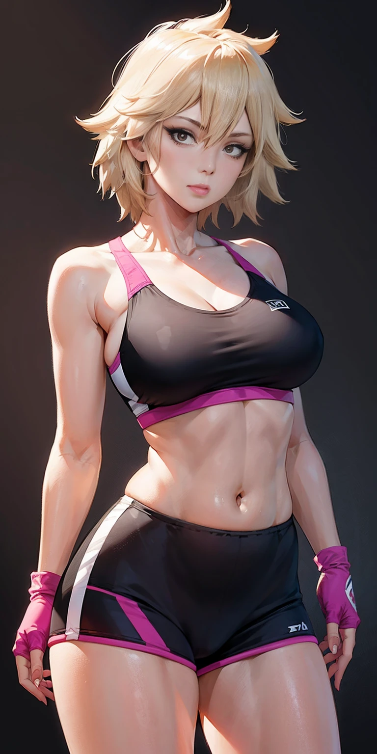 (cowboy shot),  sfw,  (masterpiece), (best quality:1.0), (ultra highres:1.0), detailed eyes,
BREAK
MitsukiMHA, mature female, dynamic pose
wmma, fingerless gloves, sports bra
BREAK
(gorgeous view)