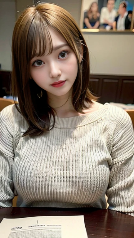 (8K, RAW photo:1.2),detailed face and eyes,最high quality, Super high resolution, very detailed ,intricate details ,table top ,pretty girl , soft movie-like light, hyper detail, high quality,blonde, bob cut, knit, The mesh is large