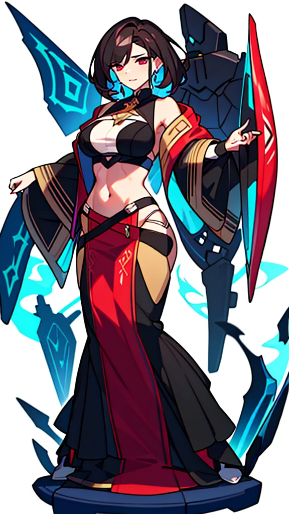 solo female, bra, (((blurry background, white background))), character focus, fantasy, standing, holding staff,