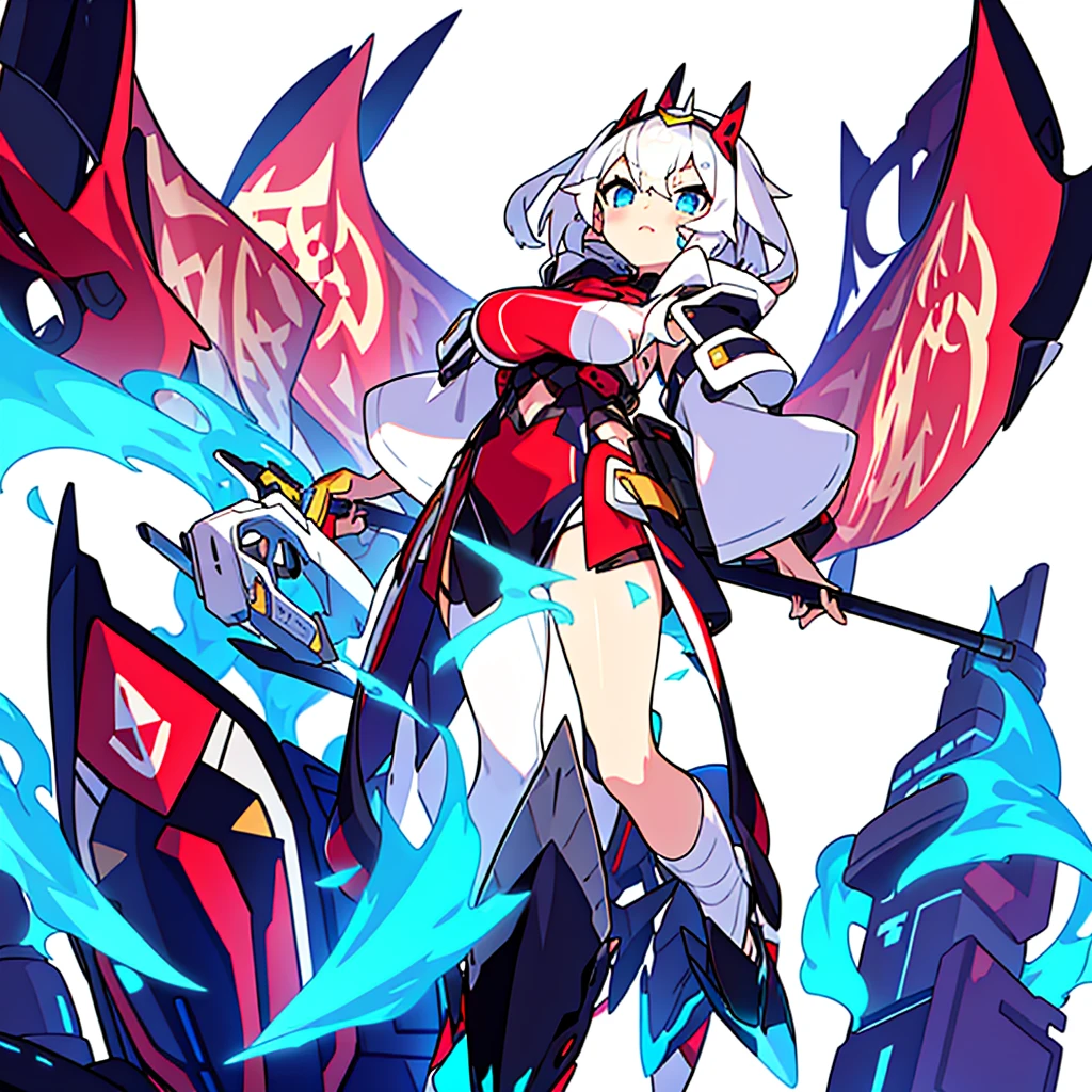 Anime girl , wearing fantasy outfit, white background,