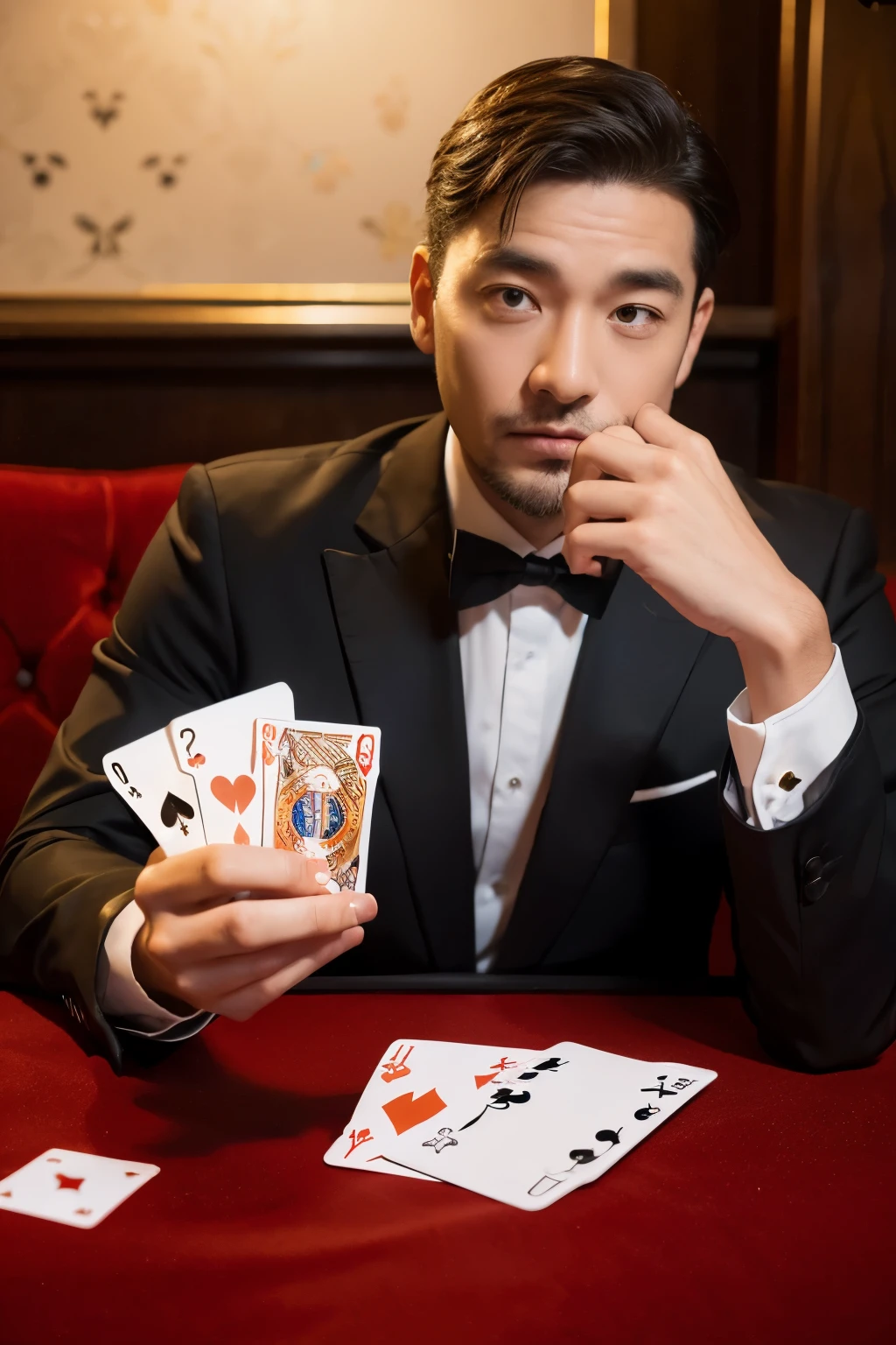 Man tells fortune with playing cards