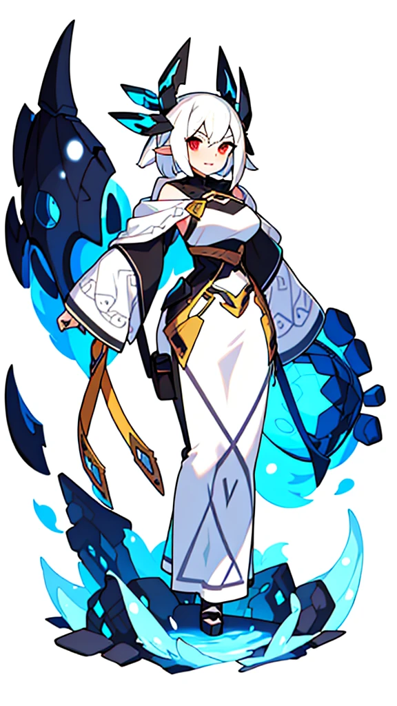 solo female, standing, (((blurry background, white background))), character focus, fantasy clothes, character design,