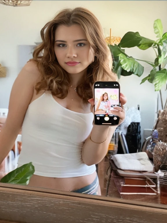there a woman taking a picture of herself in the mirror, instagram model, 2 4 year old female model, selfie of a young woman, instagram photo shoot, profile image, goddess checking her phone, kailee mandel, tinder profile, iphone selfie, taken in the early 2020s, petra cortright, accidentally taking a selfie. Naked