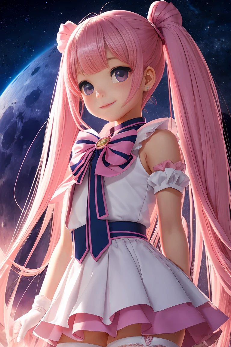 nude、 Extreme Real, masterpiece, highest quality, High resolution, SAMA1, space, stunning beauty, upper body photo、1 little girl、brain out、gloves、lips、solo、Sailor Chibimoon、Chibiusa,red eyes、 uniform、See more1、Tierra、Sailor Senshi uniform、(Raw photo、highest quality)、masterpiece、Pink twin tails、Pink sailor color、bow、choker、白いgloves、ピンクのchoker、elbow glove、gem、Ear Nipple Ring、Torn pink skirt、Sweat from the crotch、open legs、only、Full body Esbian、pink hair、(perfect hands):3.8、octane rendering、goddess of the moon、 (Close-up:1.2)beautiful eyes with fine details、Close-up、small eyes、looking at the viewer、to8 contrast style、Octane line art、Universe and Moon Background、Lowered hand、No makeup、orgasm、Bright child smile、short