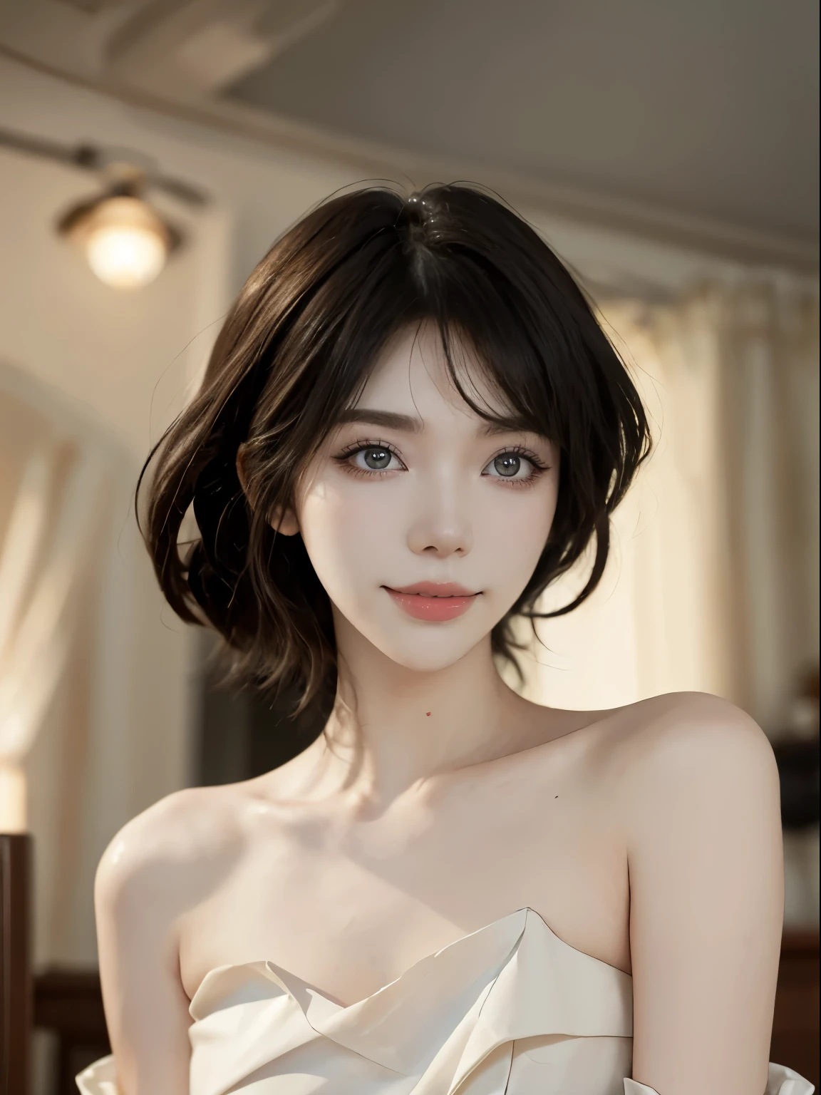 ((4K works))、​Masterpiece、(quality)、1 beautiful girl、slim、High、((Princess裙时尚))、(Detailed beautiful eyeilmed with Carly Rae Jepsen (Carly Rae Jepsen) 相似的Princess居住的城堡))、((Boyish red haice smaller))、((neutral face))、((woman))、(( Female 26 years old))、((Cool lady))、((like a celebrity))、((像个Princess一样))、((smile))、((Korean makeup))、((elongated and sharp eyes))、((Princess))、((Take pictures of her from a distance))、((Shot diagonally from the side))、Professional photos